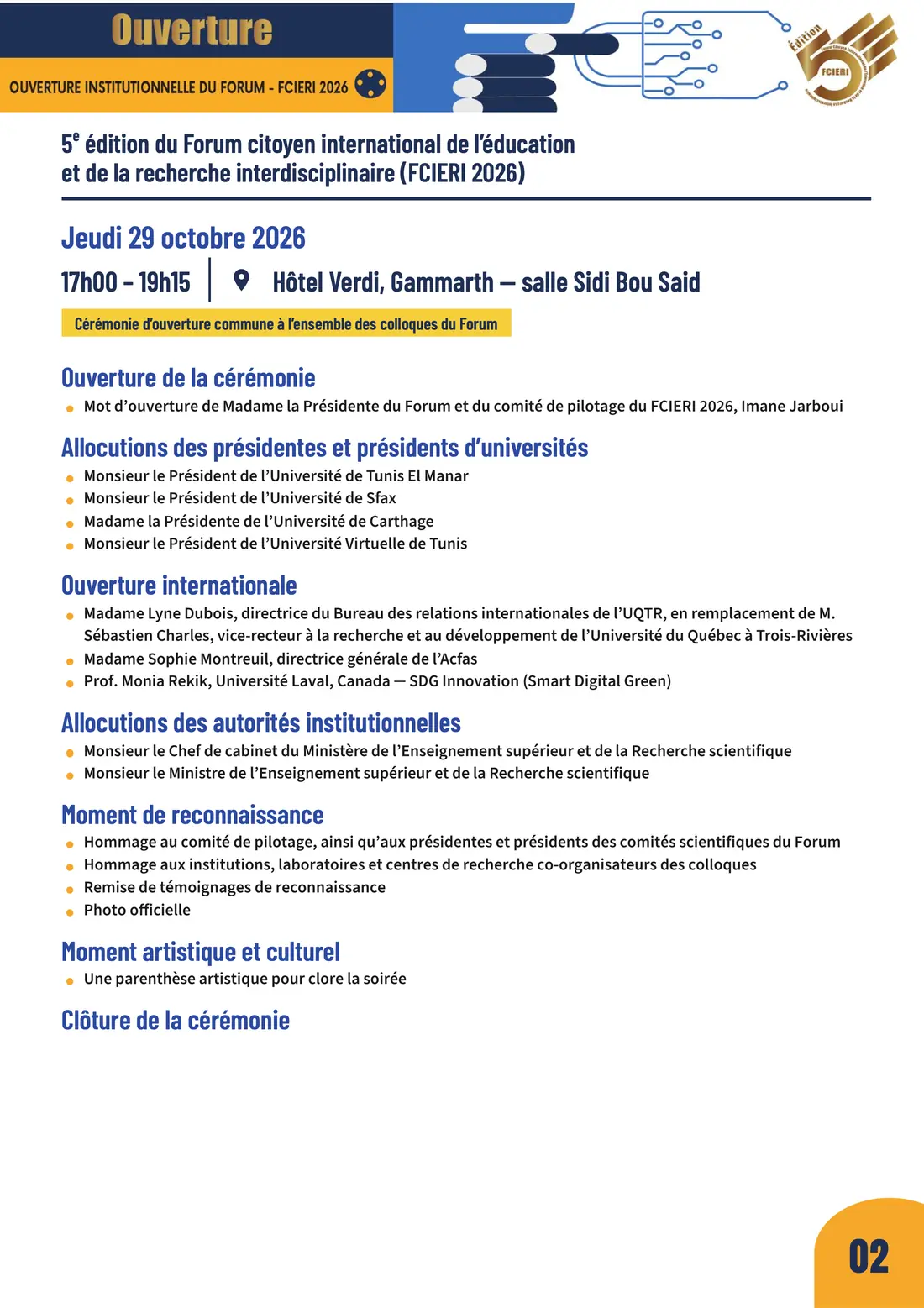 Programme — Forum de l’Éducation, FCIERI 2026 — page 3 sur 18