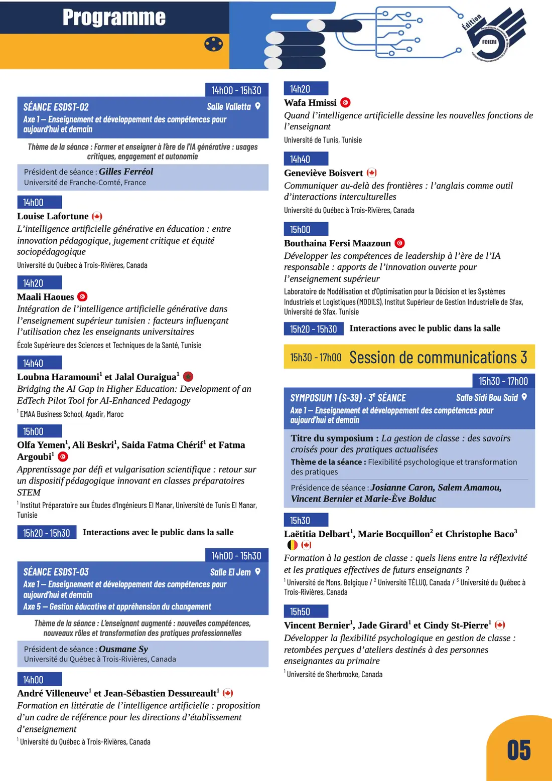 Programme — Forum de l’Éducation, FCIERI 2026 — page 6 sur 18