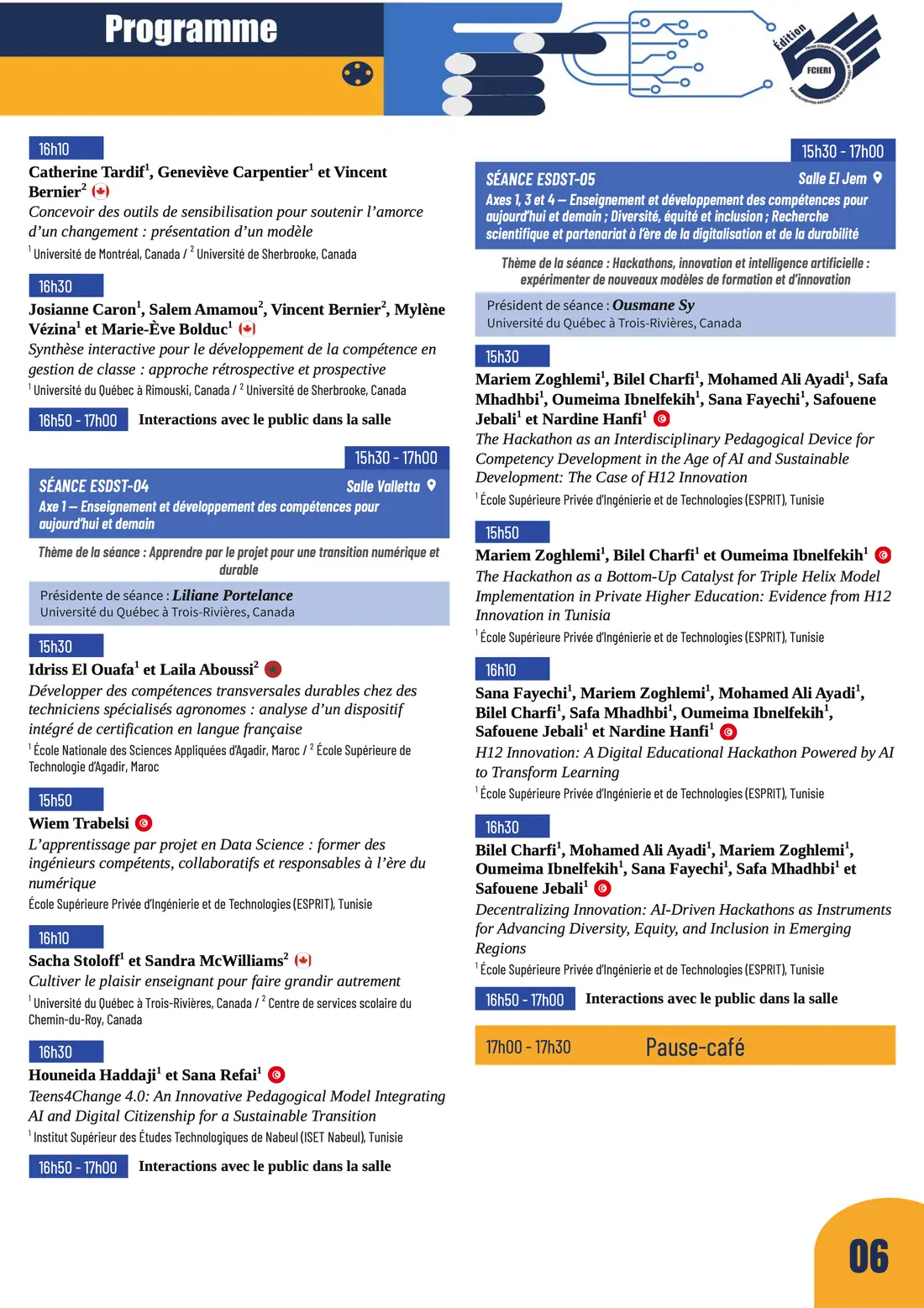 Programme — Forum de l’Éducation, FCIERI 2026 — page 7 sur 18