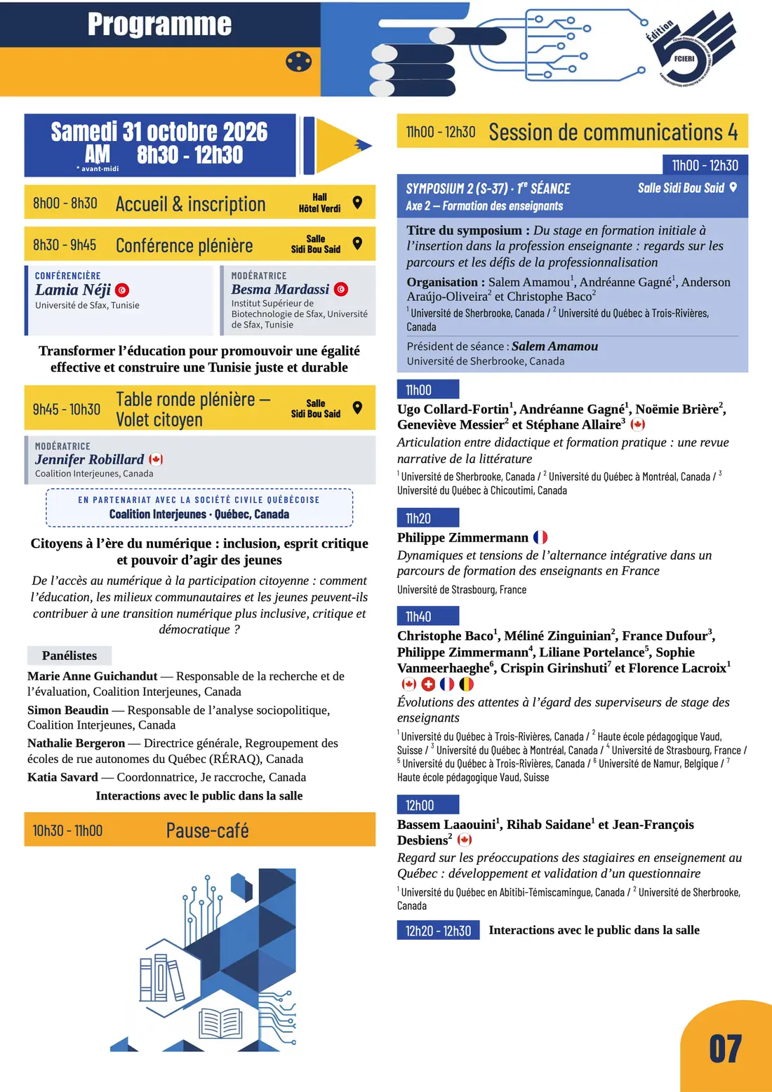 Programme — Forum de l’Éducation, FCIERI 2026 — page 8 sur 18