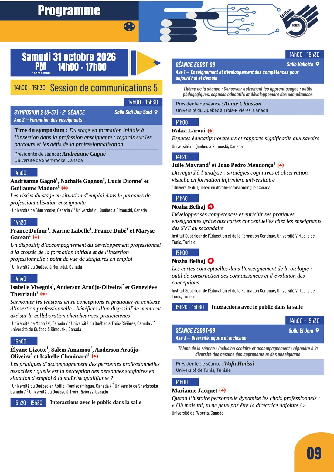 Programme — Forum de l’Éducation, FCIERI 2026 — page 10 sur 18