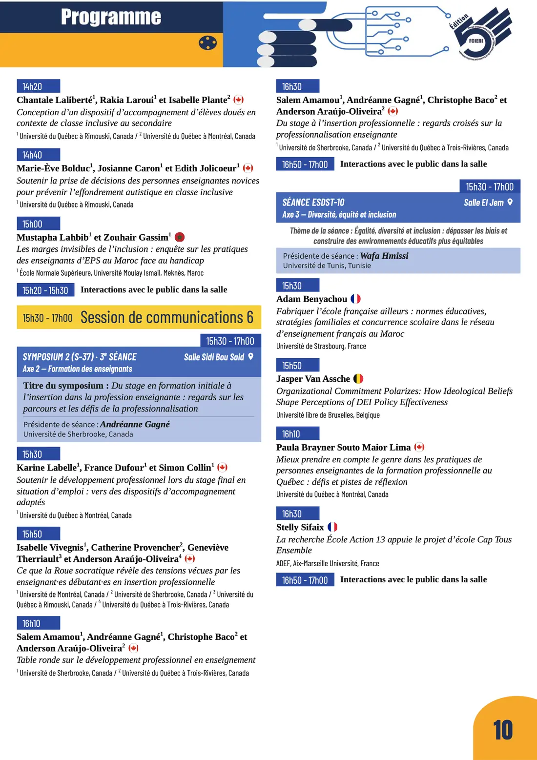 Programme — Forum de l’Éducation, FCIERI 2026 — page 11 sur 18