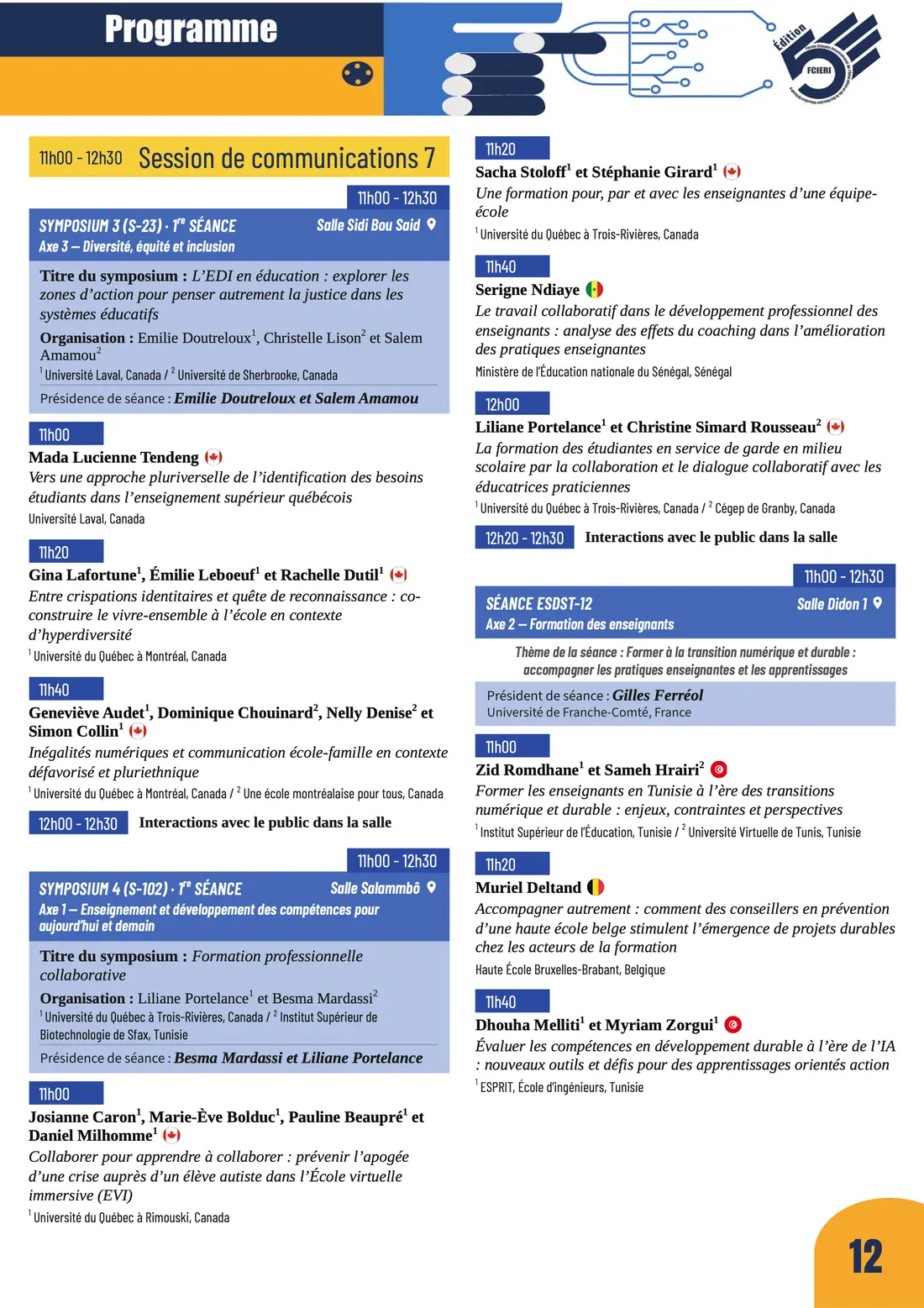 Programme — Forum de l’Éducation, FCIERI 2026 — page 13 sur 18