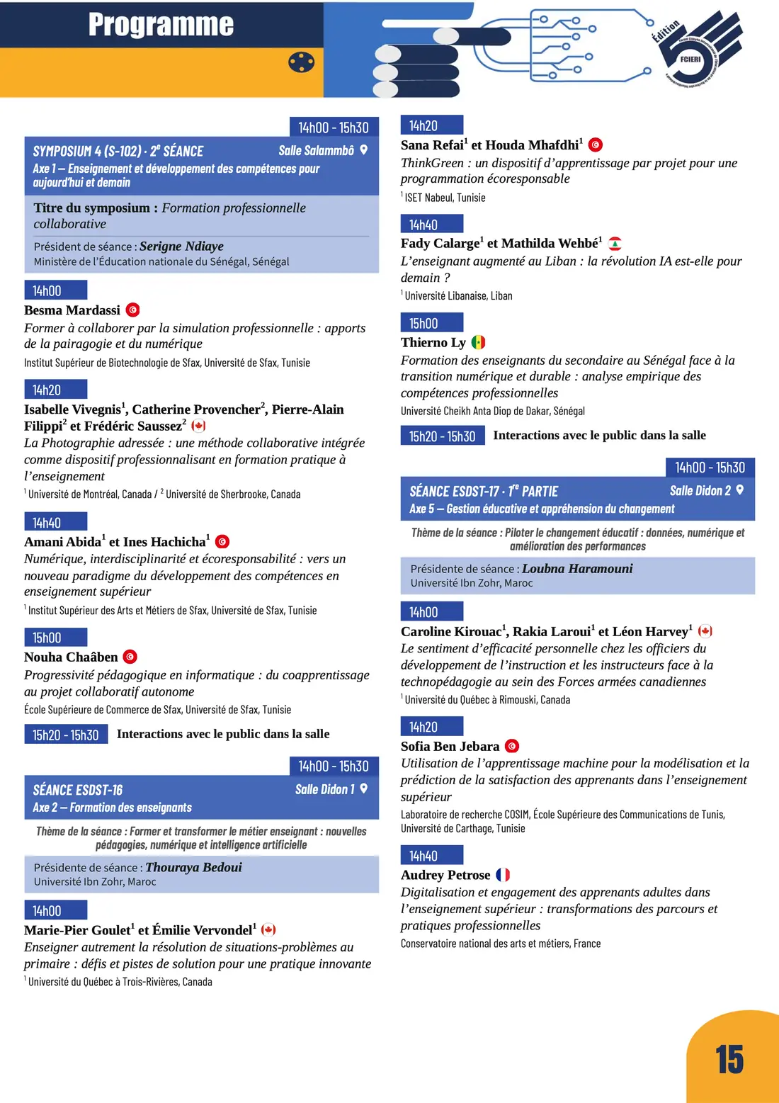 Programme — Forum de l’Éducation, FCIERI 2026 — page 16 sur 18