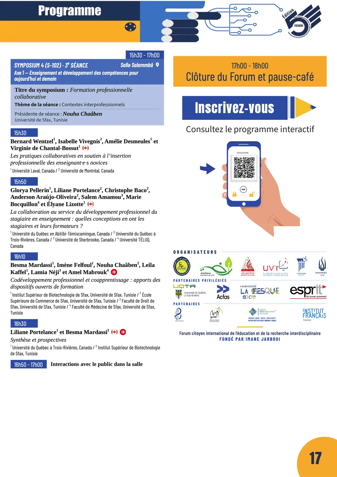 Programme — Forum de l’Éducation, FCIERI 2026 — page 18 sur 18