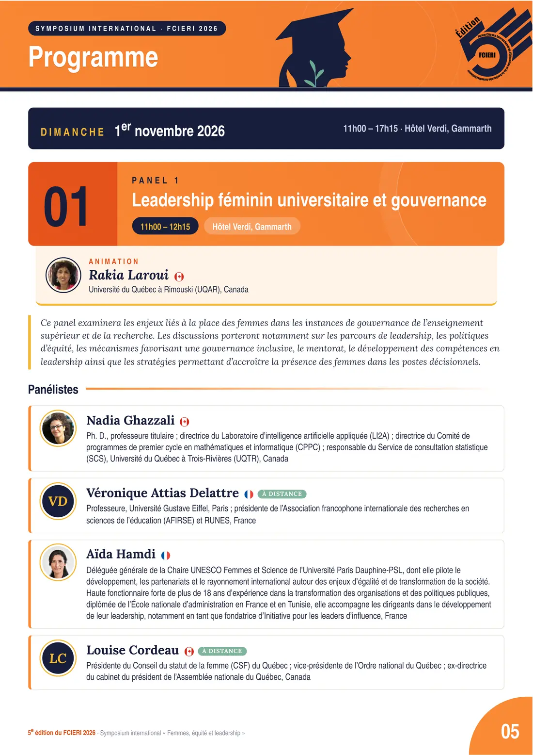 Programme — Symposium international « Femmes, équité et leadership », FCIERI 2026 — page 6 sur 10