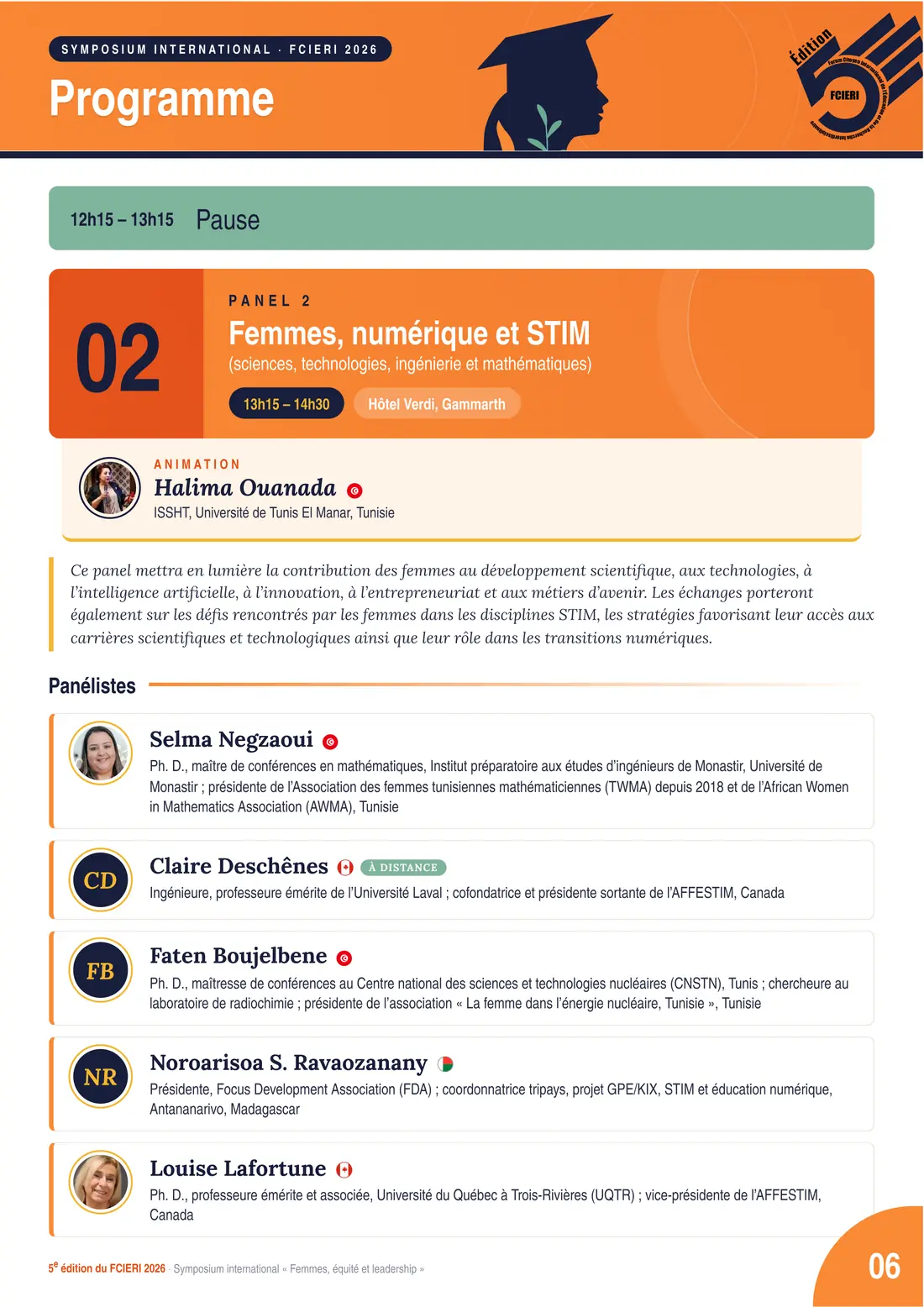 Programme — Symposium international « Femmes, équité et leadership », FCIERI 2026 — page 7 sur 10