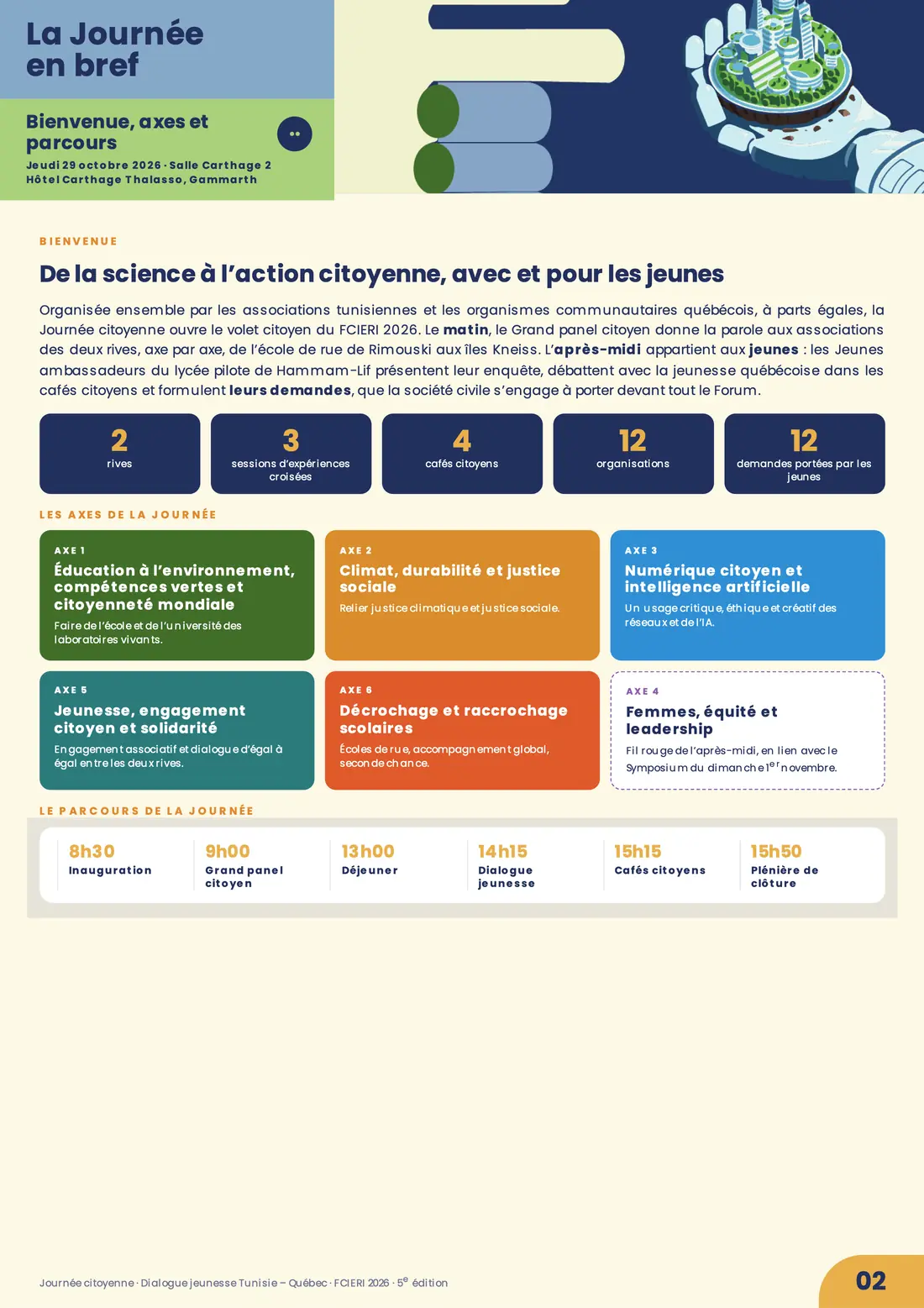 Programme — Journée citoyenne · Dialogue jeunesse Tunisie – Québec, FCIERI 2026 — page 2 sur 7