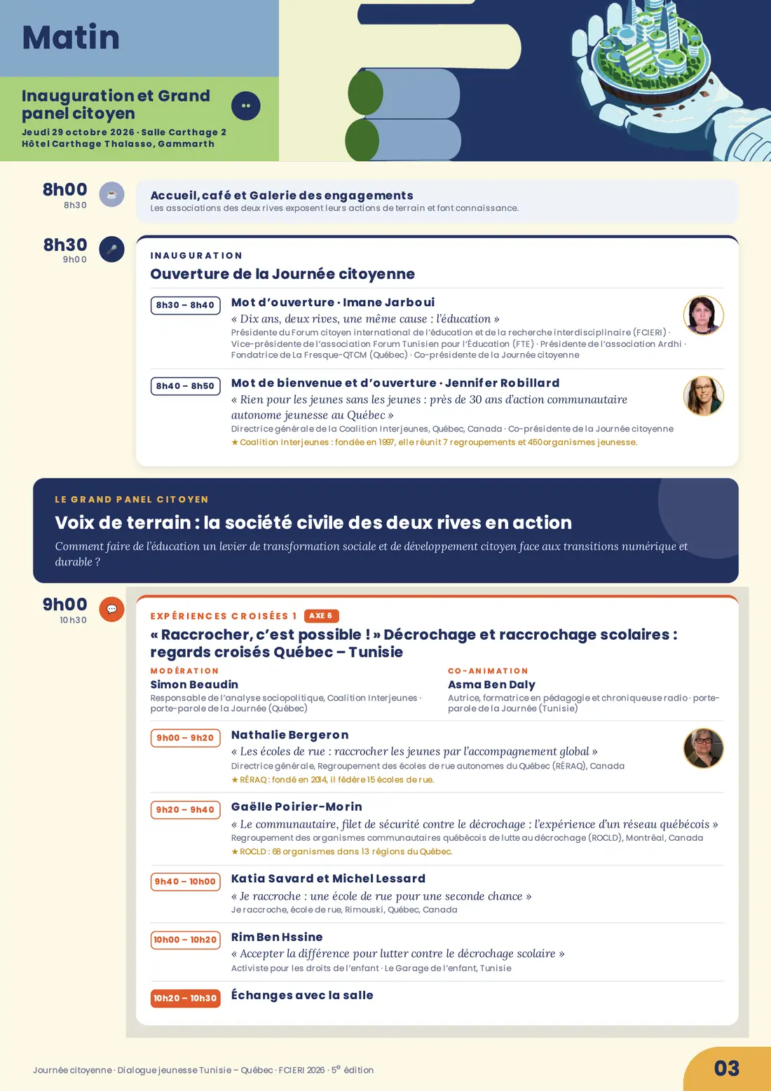 Programme — Journée citoyenne · Dialogue jeunesse Tunisie – Québec, FCIERI 2026 — page 3 sur 7