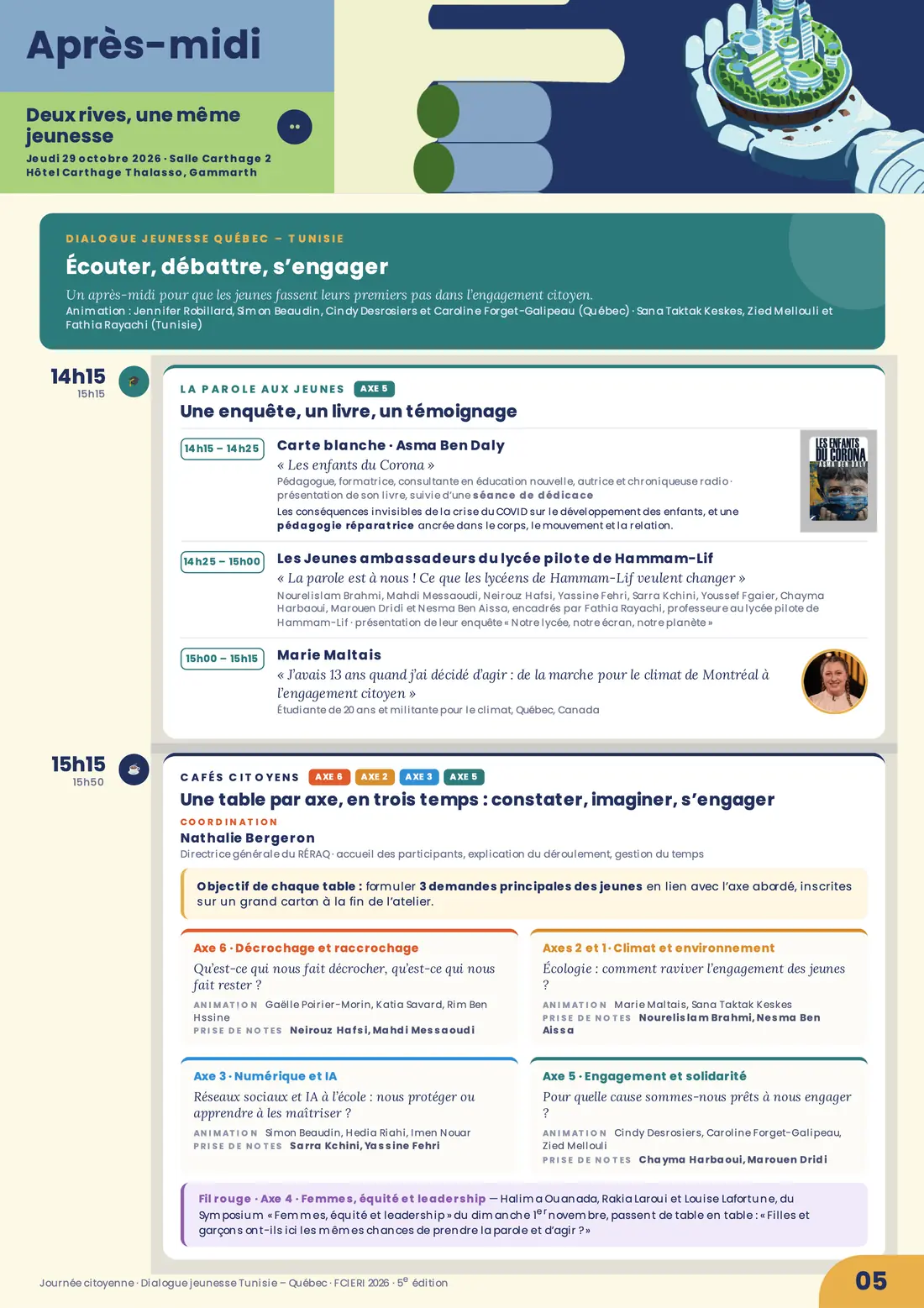 Programme — Journée citoyenne · Dialogue jeunesse Tunisie – Québec, FCIERI 2026 — page 5 sur 7