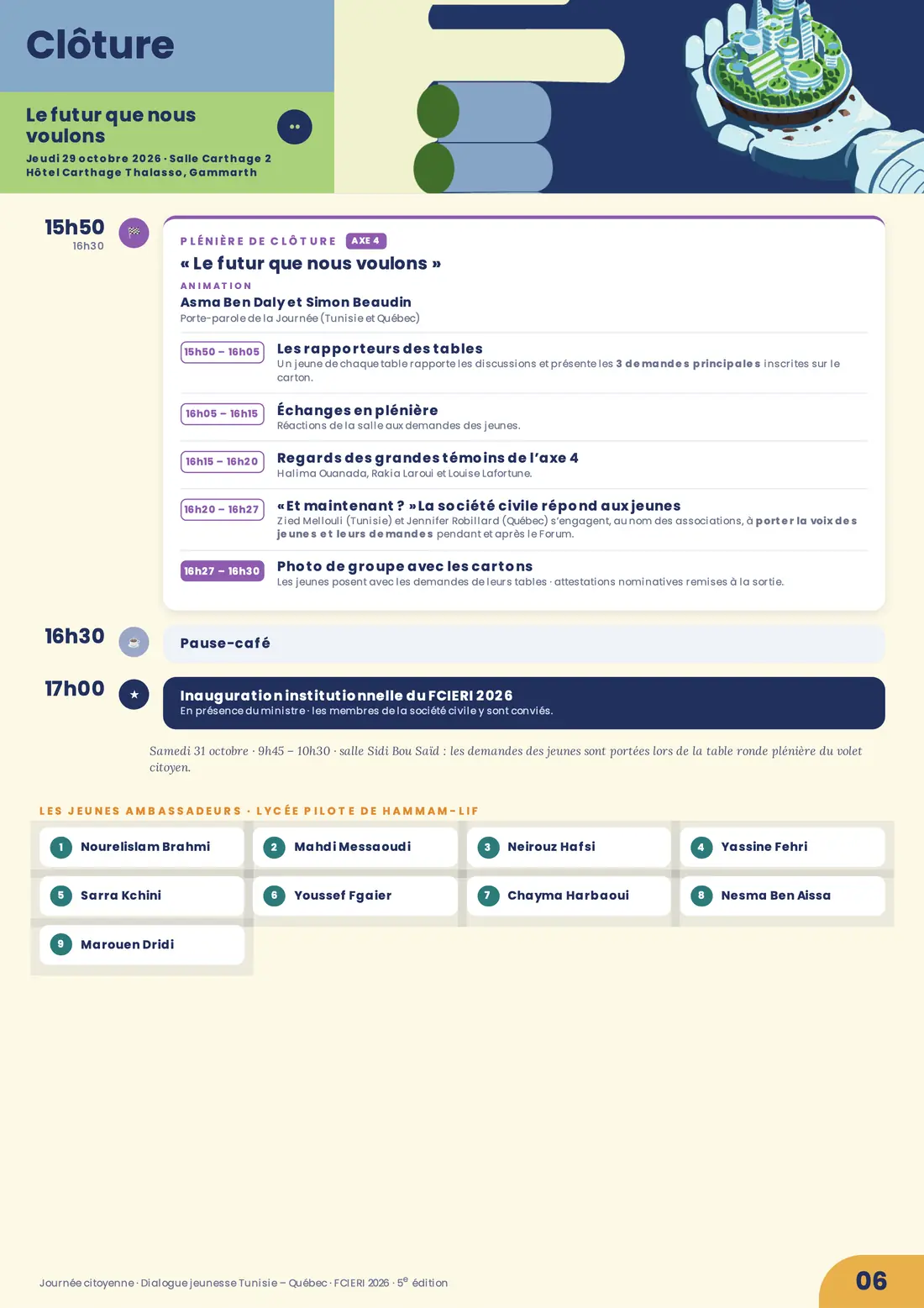 Programme — Journée citoyenne · Dialogue jeunesse Tunisie – Québec, FCIERI 2026 — page 6 sur 7