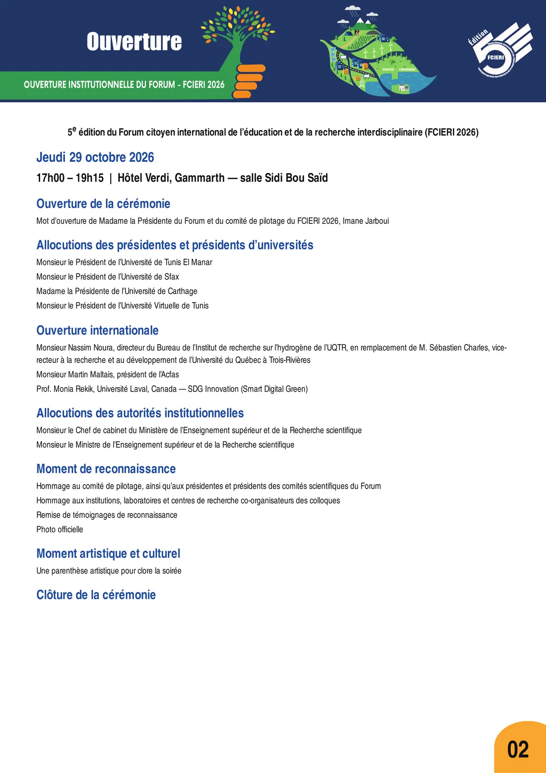 Programme — Colloque Tourisme durable, IA et patrimoines culturels, FCIERI 2026 — page 3 sur 8